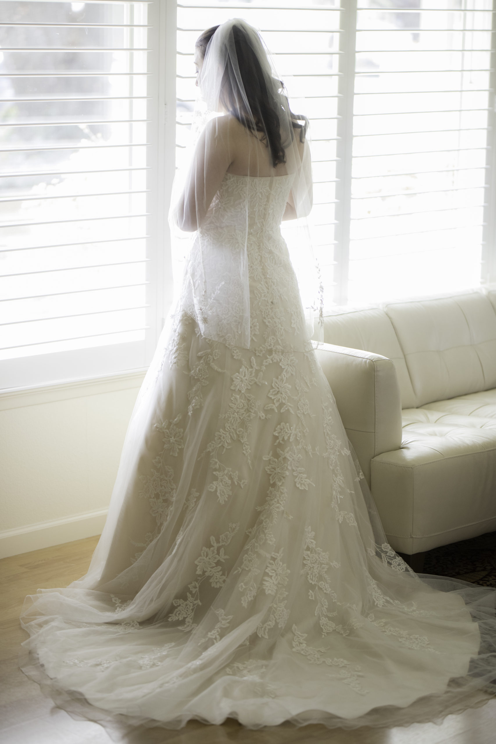 bride by window