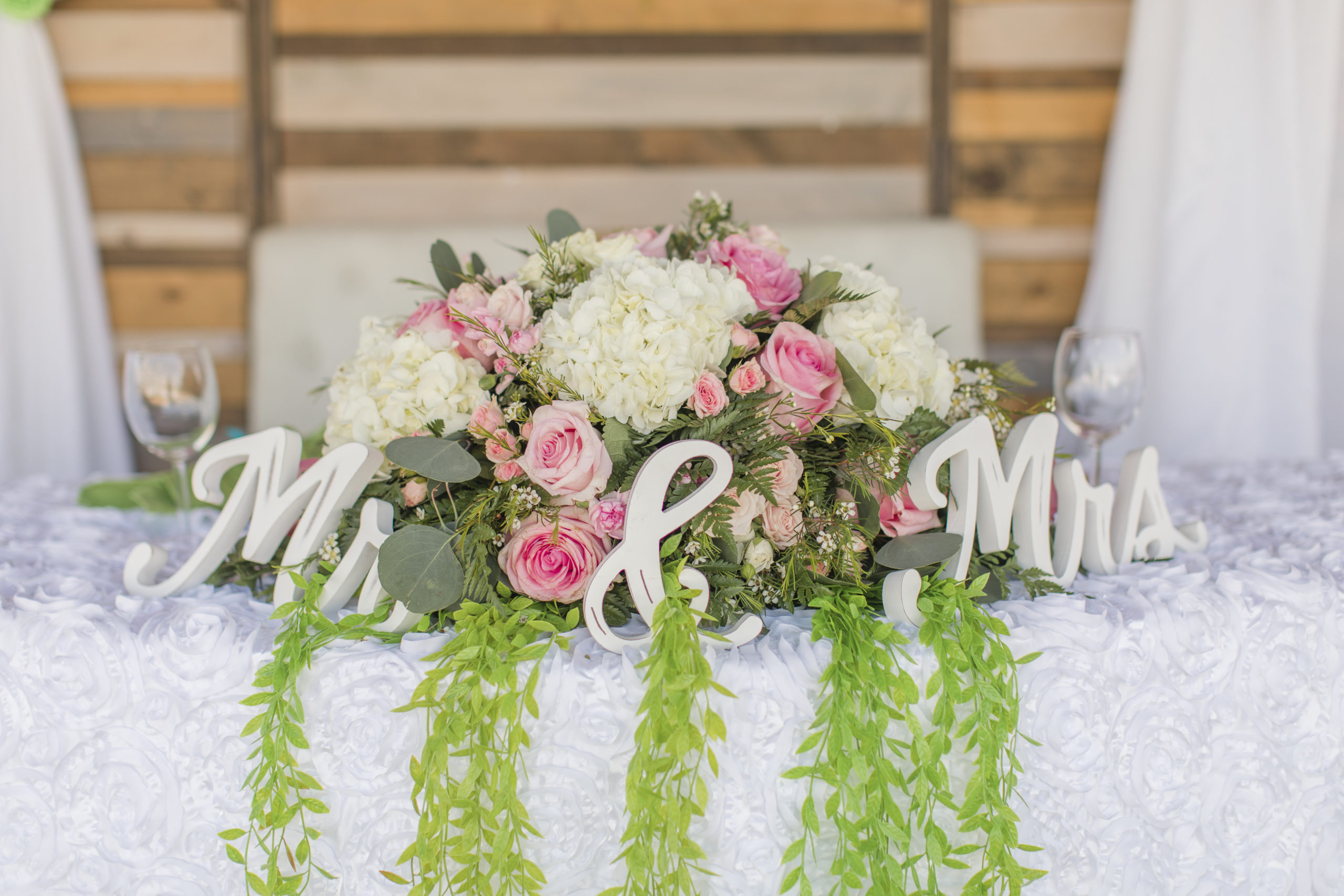 A teal Branch and Vine Wedding reception