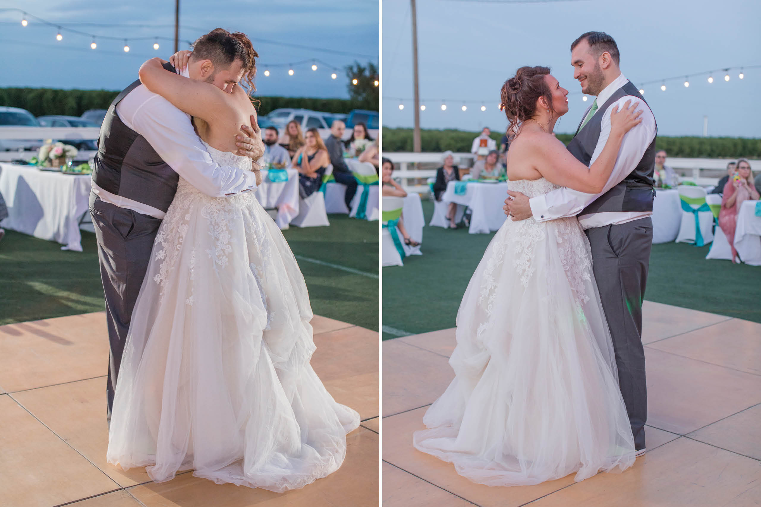 A teal Branch and Vine Wedding first dance