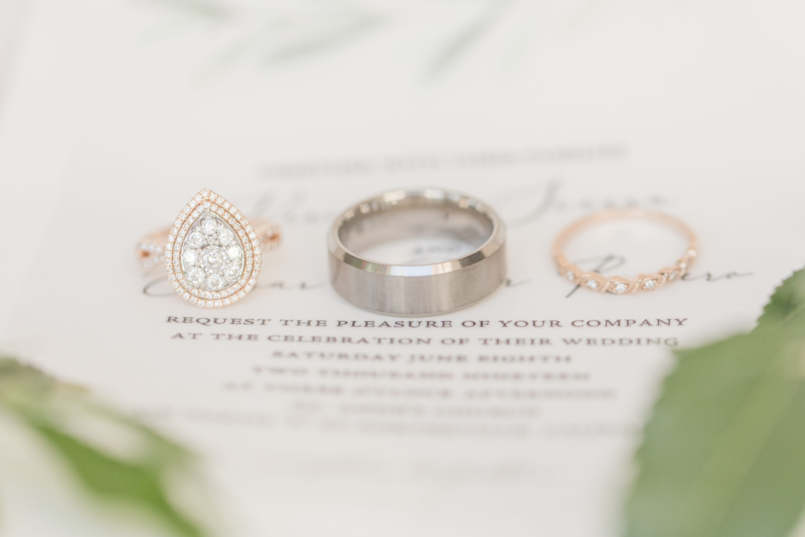 Emerald and pink - St. Anne's Catholic Church Wedding wedding rings