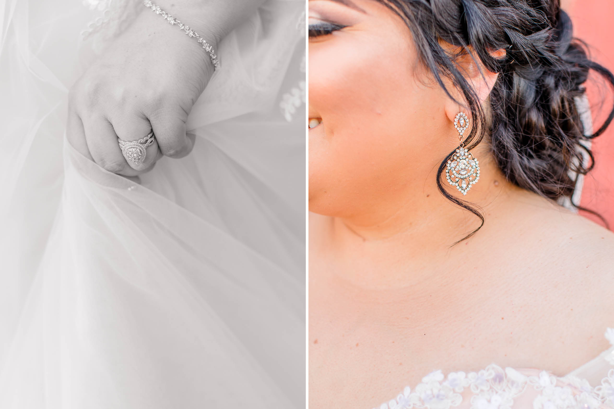 Emerald and pink - St. Anne's Catholic Church Wedding bridal details