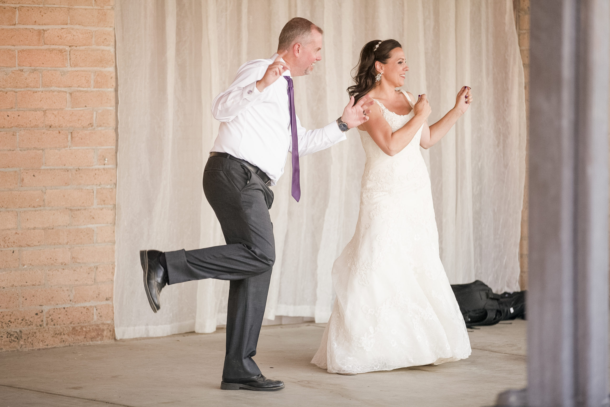 our wedding bride and groom dancing