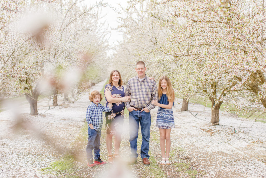 family in blossoms
